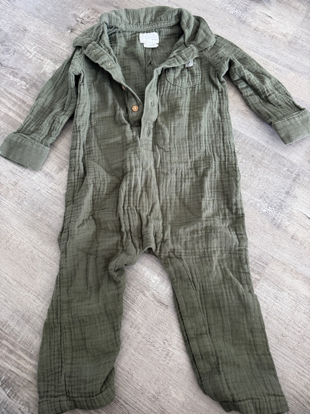 Organic Cotton Olive Green Baby One-Piece Romper